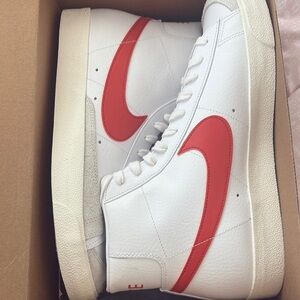 Nike White and Orange Blazer Mid